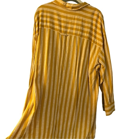 Old Navy Linen Blend Mustard Striped Lagenlook Tunic Sz XXL - Picture 4 of 10